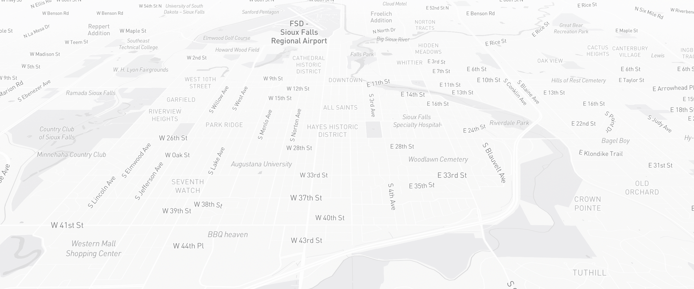 Neighborhood map of Sioux Falls, SD — the area served by Life Insurance Agents of Sioux Falls Group